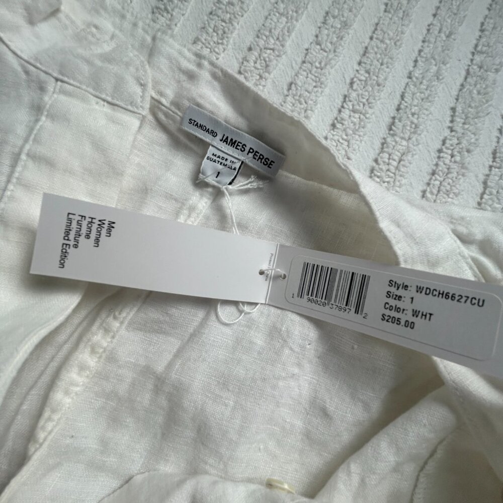 James Perse Standard Drawstring Waist Linen Shift Dress Size 1 White New $205 — image 3 of 8